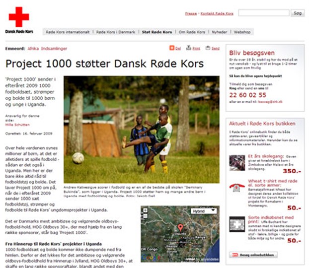 Røde Kors website april 2009